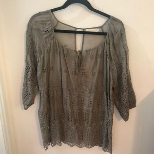 4 Love & Liberty Sage Green Silk Blouse